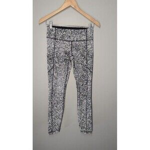 Lululemon Leggings Womens Size 4 Black/White Pull On Pockets Z40416